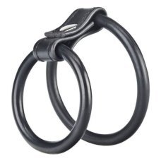 Двойное черное эрекционное кольцо на пенис и мошонку 