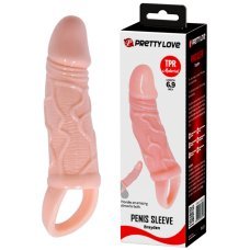 Увеличивающая насадка на пенис с петлей под мошонку телесного цвета Penis Sleeve Brayden + 3 см минск
