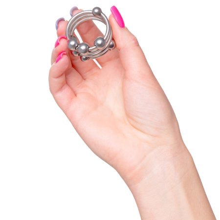 Металлическое кольцо с подвижными бусинами под головку пениса Metal by Toyfa минск